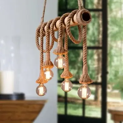 Vintage Rope Bamboo Pendant Lights