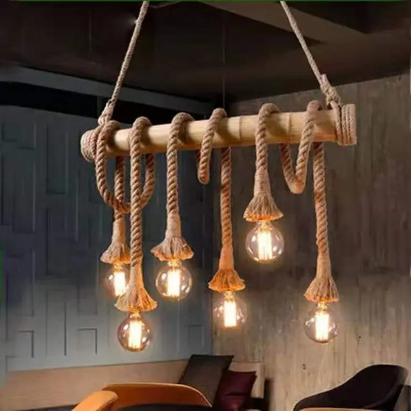 Vintage Rope Bamboo Pendant Lights